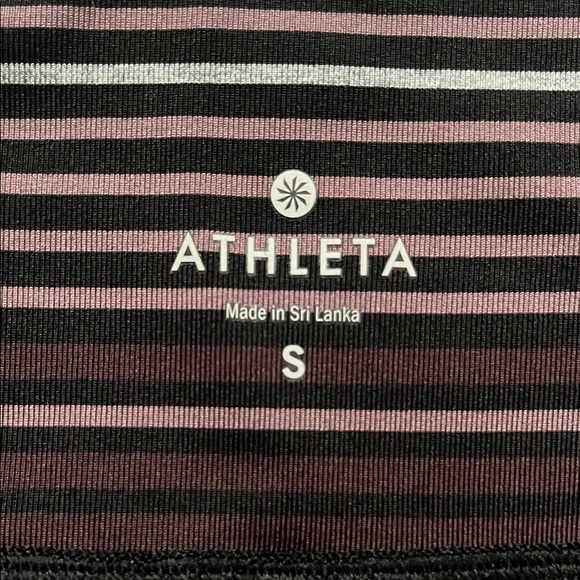 Black, Maroon, Mauve, Gray, and White Striped Athleta Leggings - Picture 4 of 4